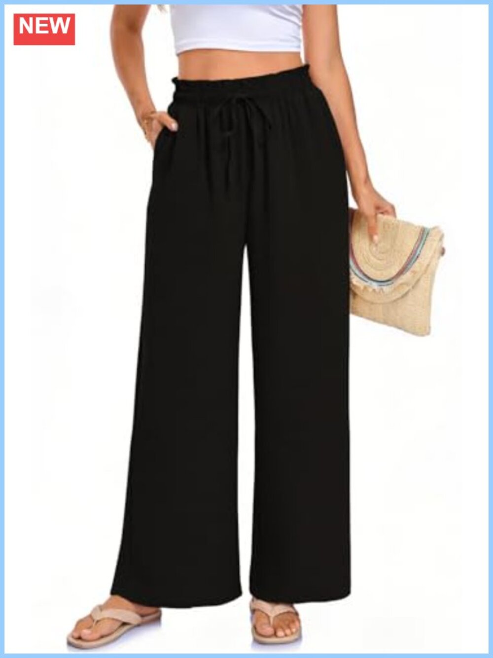 Plus Size High Waist Wide Leg Palazzo Pants with Pockets
